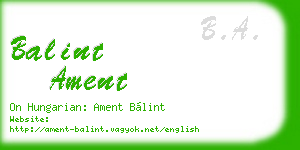 balint ament business card